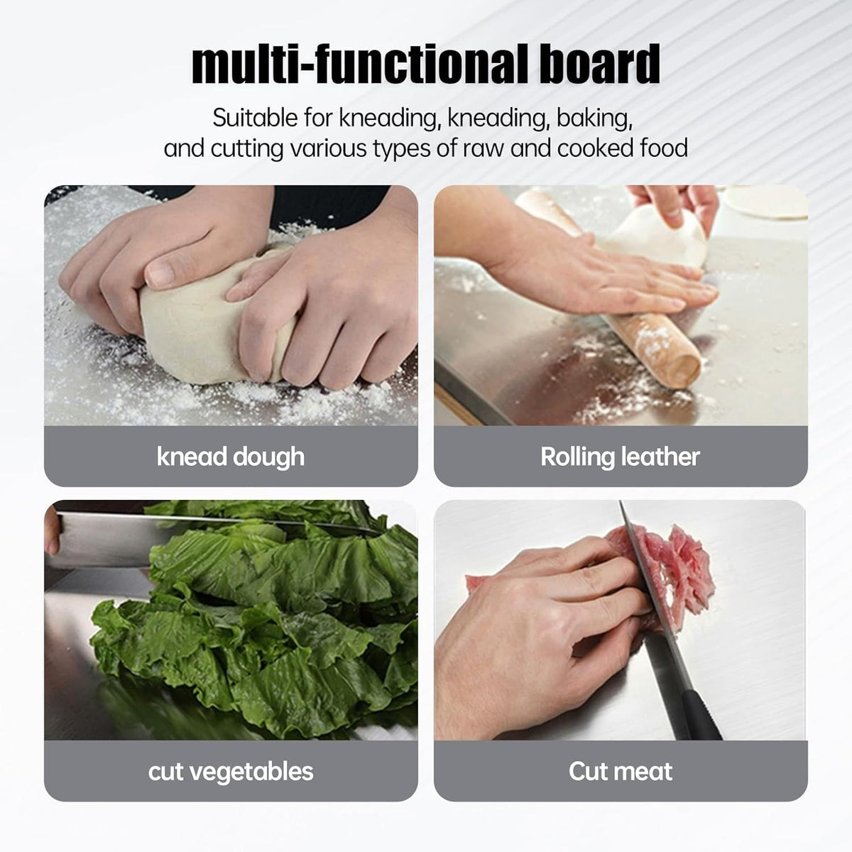 Doba XXL 304 Stainless Steel Cutting Board Anti-Slip & Mildew-Proof! No More Moldy Wooden Boards | Heavy-Duty & Food-Safe, Easy to Clean – Chop Meat, Knead Dough, Bake Prep All-in-One | Must-Have for Hom