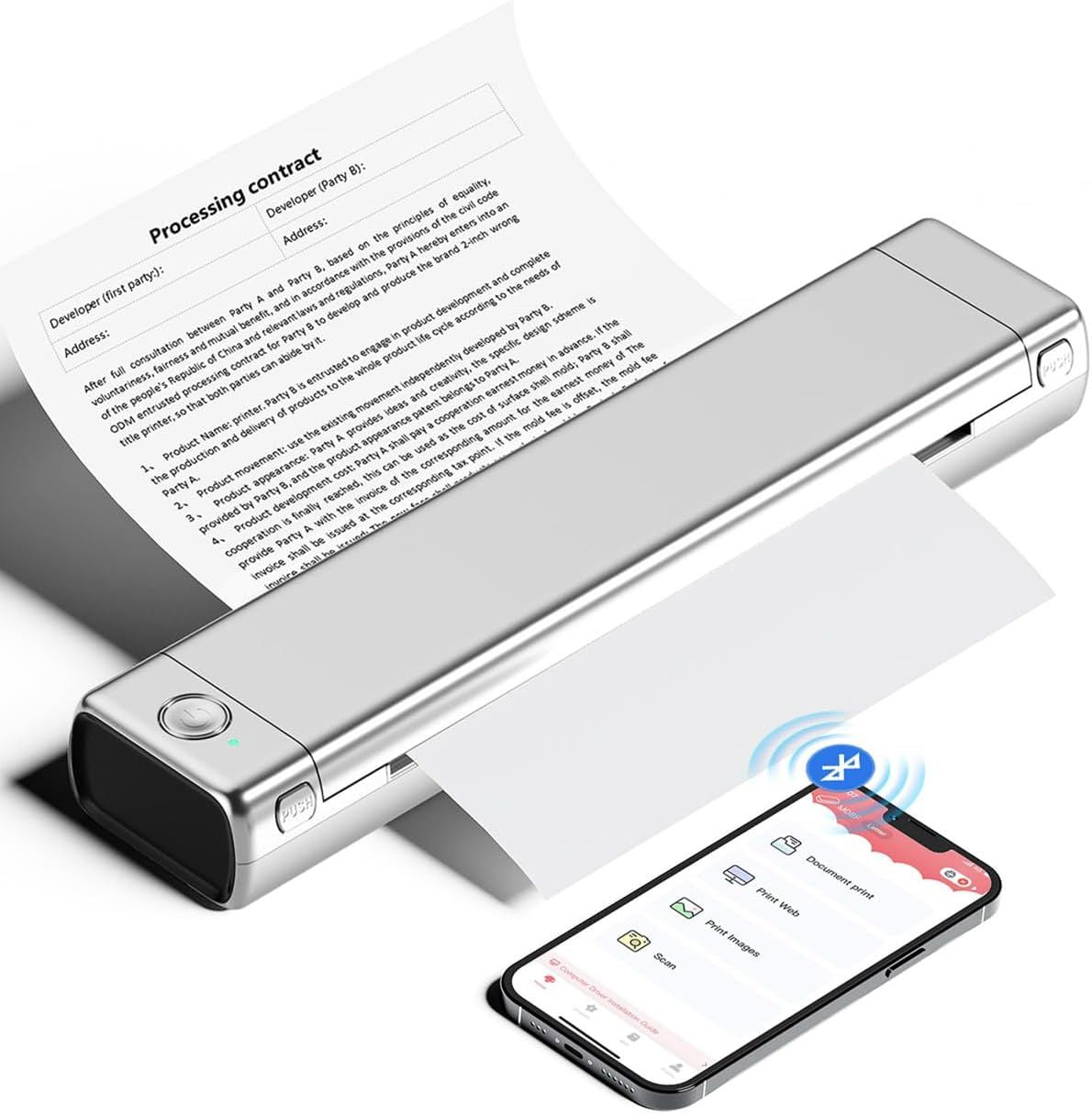 Doba M08F Portable Printers Wireless for Travel, Thermal Printer Support 8.5" X 11" US Letter, Bluetooth Inkless Printer Compatible with iOS, Android, Laptop for Travel, Office, Home