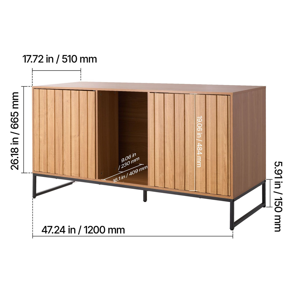 Doba Cat Litter Box Enclosure Furniture, 47.2 in Hidden Litter Box Cabinet with Scratch Pad & Storage, Waterproof Cat Washroom End Table Cat House, Fit Most of Litterbox, for Bedroom Living Room