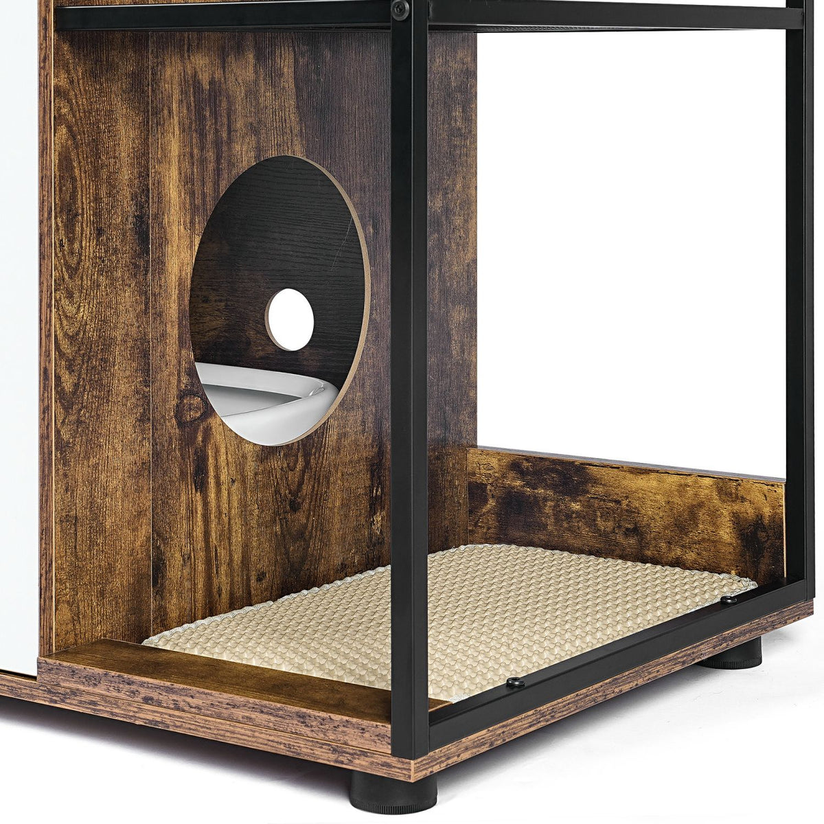 Doba Litter Box Enclosure for 2 Cats.Cat Litter Box Furniture,Enclosed Cat Litter Boxes,Cat Furniture Cabinet,Rustic Brown