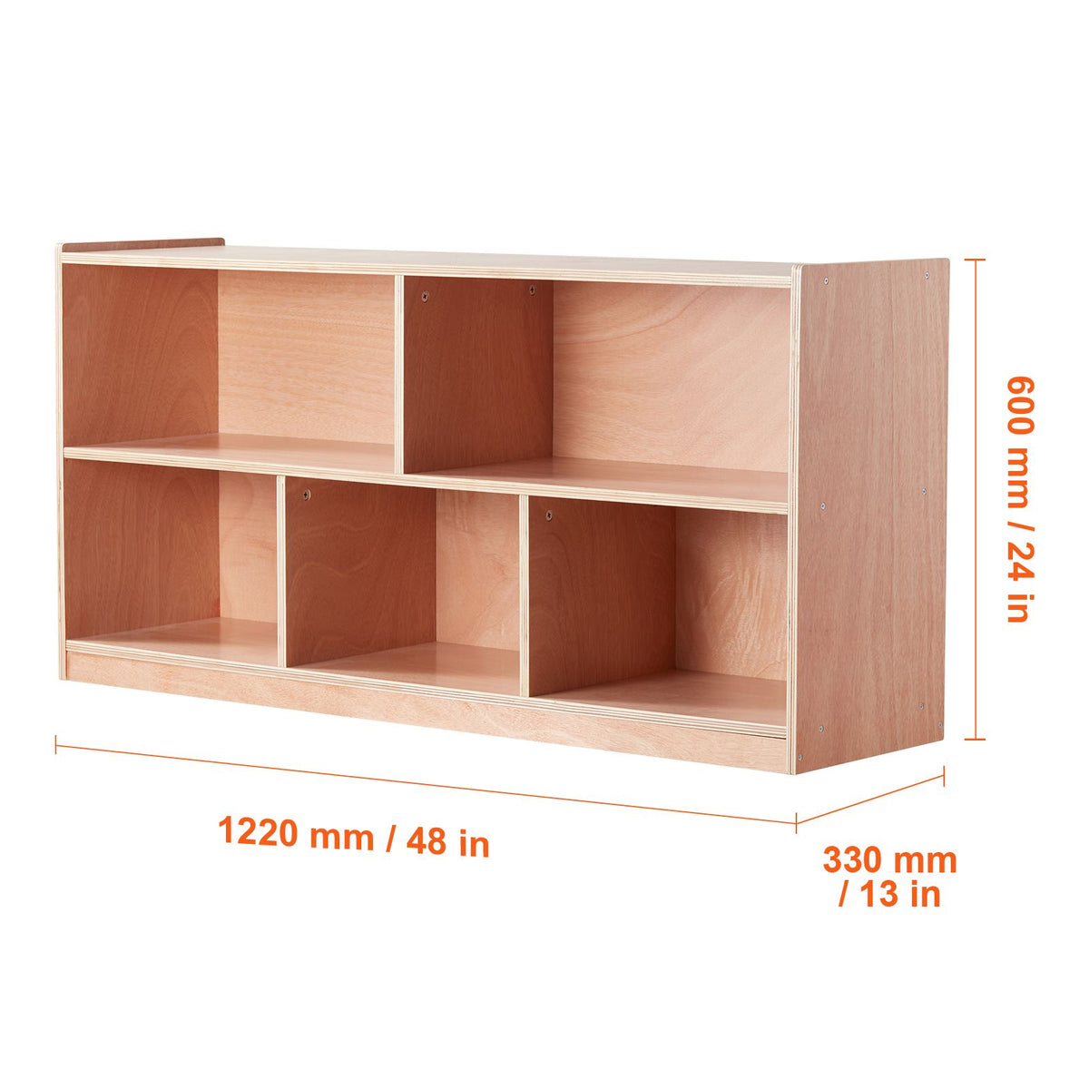 Doba Cubby Mobile Tray Storage Cabinet, 5-Compartment Cubby Storage Shelf, Cubby Storage Cabinet 2-shelf, Classroom Cubbies, Classroom Furniture for Home, Daycare and Preschool, Natural