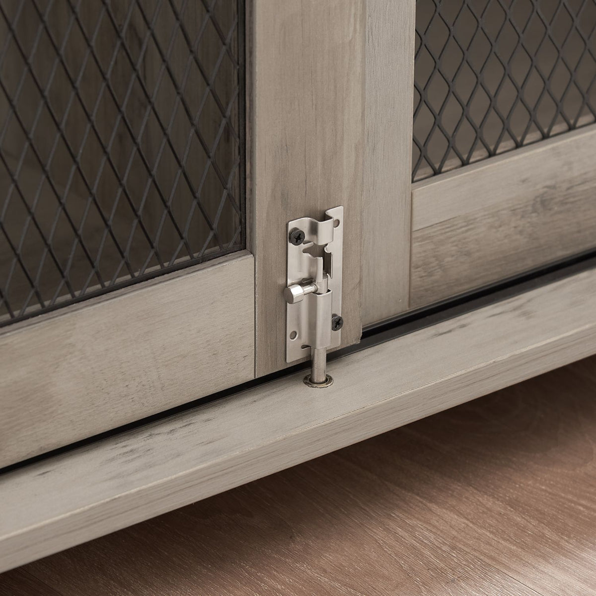 Doba Farmhouse Dog Cage Crate Furniture with Sliding Barn Door, Farmhouse Wooden Dog Kennel End Table with Flip-top Plate Dog House with Detachable Divider for Small/Medium/Large Dog Gray