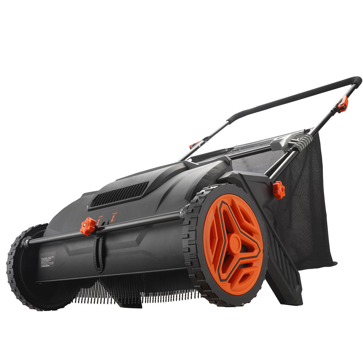 Doba Push Lawn Sweeper, 21inch Leaf & Grass Collector, Strong Plastic Wheels & Heavy Duty Thickened Steel Durable to Use with Large Capacity 3.5 cu. ft. Mesh Collection Hopper Bag, 2 Spinning Brushes