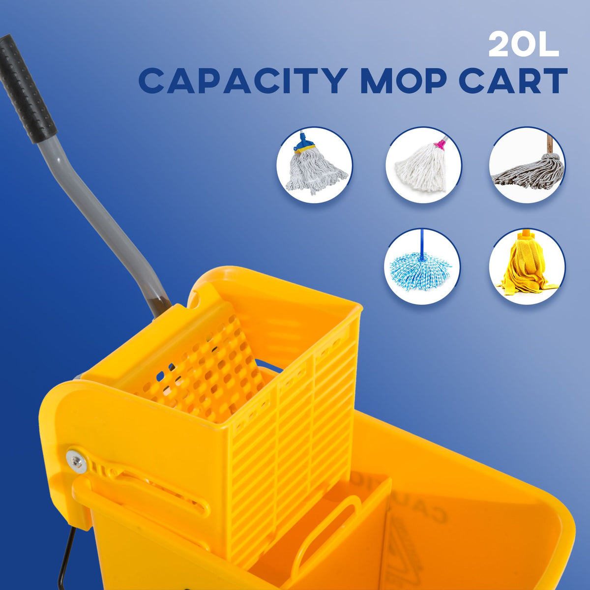 Doba Heavy Duty Janitor Mop Bucket with Wringer, Durable Yellow, Easy Clean-Up