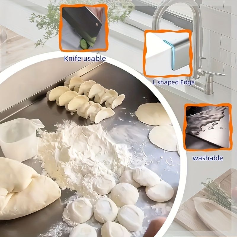 Doba XXL 304 Stainless Steel Cutting Board Anti-Slip & Mildew-Proof! No More Moldy Wooden Boards | Heavy-Duty & Food-Safe, Easy to Clean – Chop Meat, Knead Dough, Bake Prep All-in-One | Must-Have for Hom