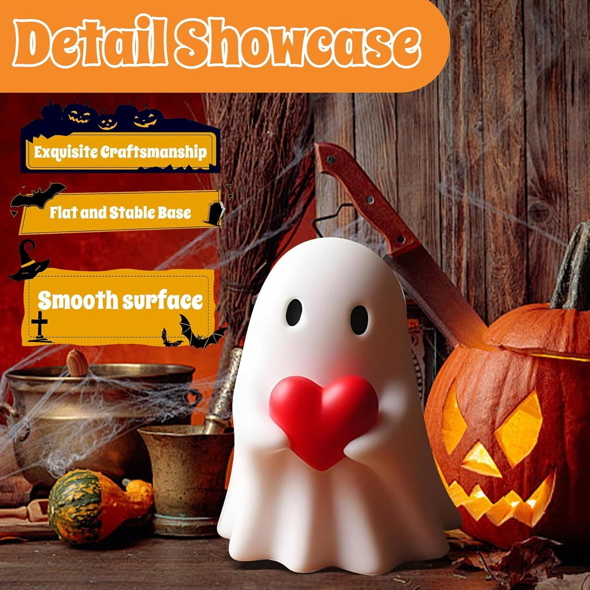 Doba Halloween Ghost Figurine, Spooky Resin Ghost Statue, Cute Ghost Halloween Decoration for Home and Office Desktop Decor Display Ornaments