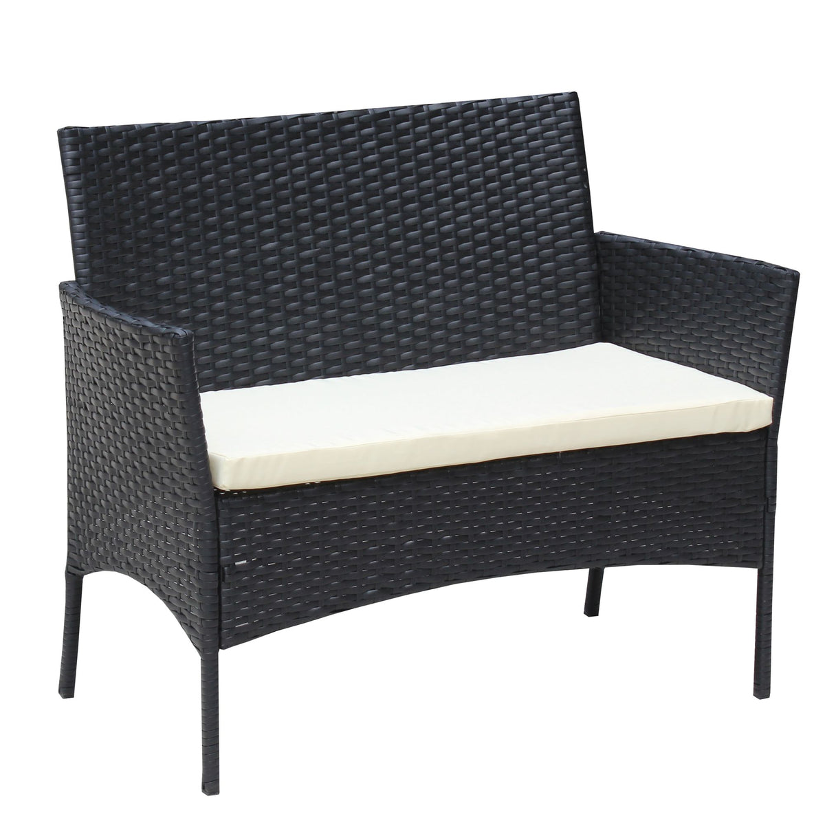 Doba 4 PC Rattan Patio Furniture Set Outdoor Patio Cushioned Seat Wicker Sofa