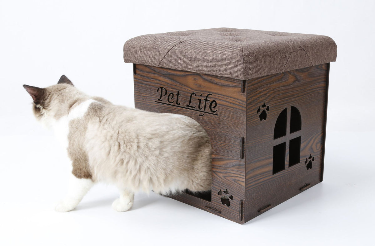 Doba Pet Life Foldaway Collapsible Designer Cat House Furniture Bench