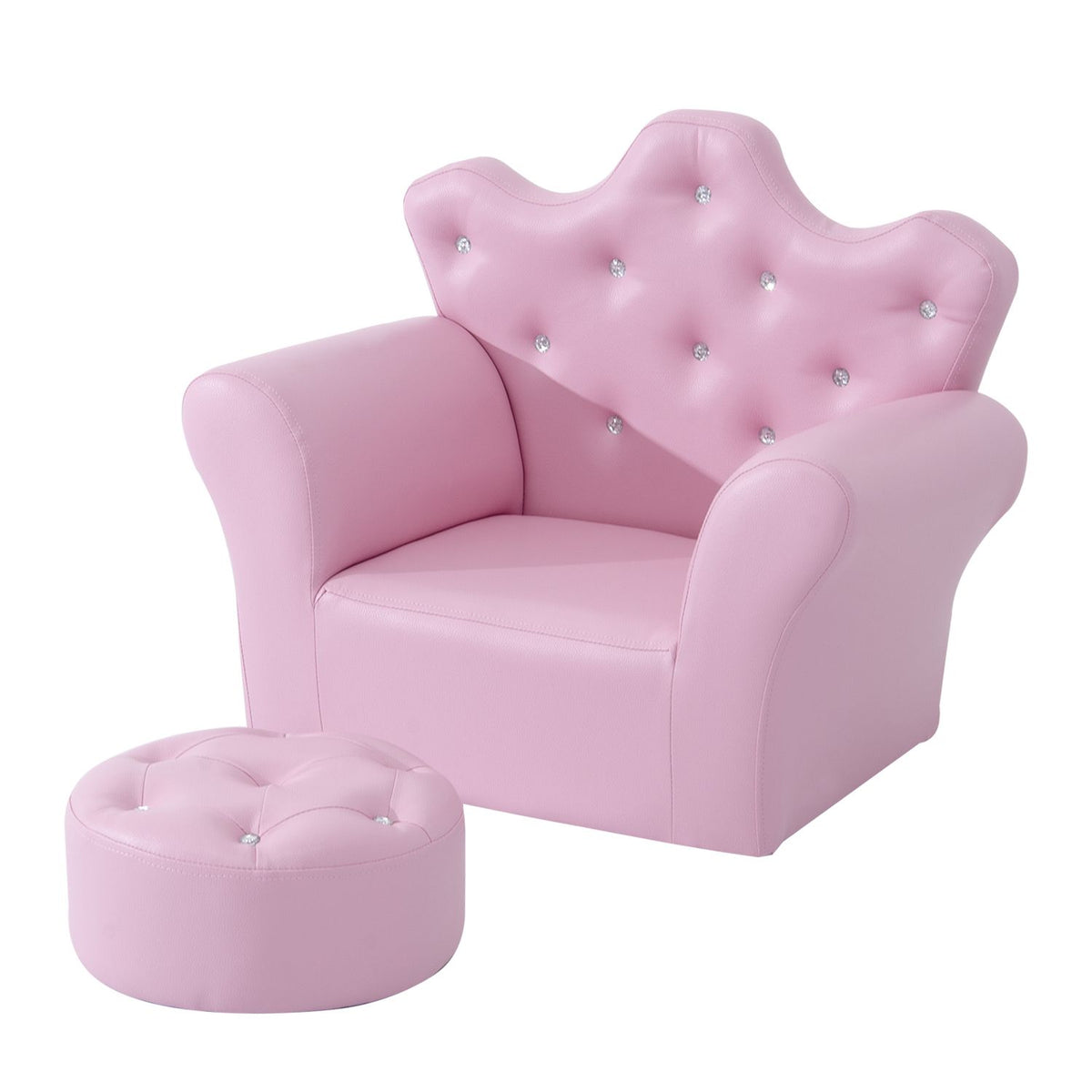 Doba Kids Sofa Set with Footstool, Princess Theme, Diamond Decoration - Cozy Furniture for Children default