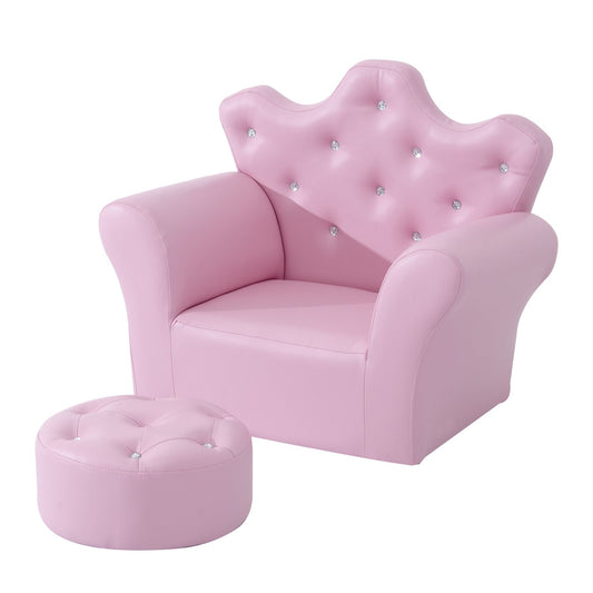 Doba Kids Sofa Set with Footstool, Princess Theme, Diamond Decoration - Cozy Furniture for Children default