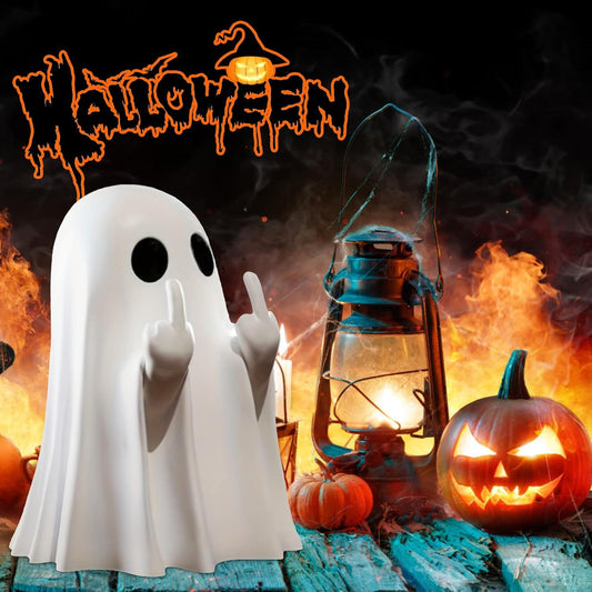 Doba Halloween Ghost Figurine, Spooky Resin Ghost Statue, Cute Ghost Halloween Decoration for Home and Office Desktop Decor Display Ornaments White Ghost