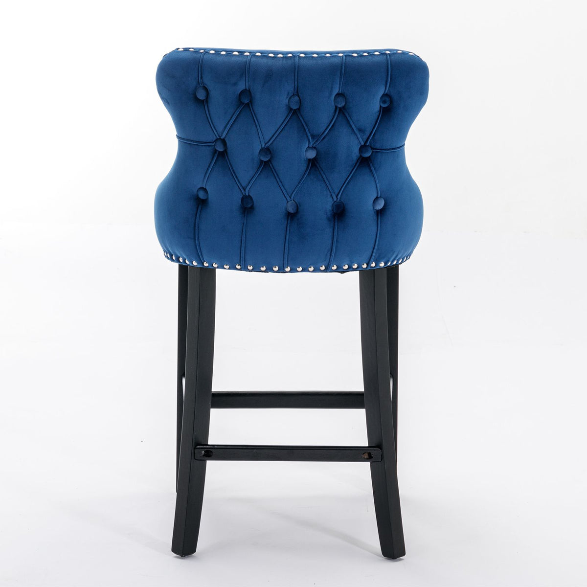 Doba A&A Furniture,Contemporary Velvet Upholstered Wing-Back Barstools with Button Tufted Decoration and Wooden Legs, and Chrome Nailhead Trim, Leisure Style Bar Chairs,Bar stools,Set of 2 (Blue),SW1824BL