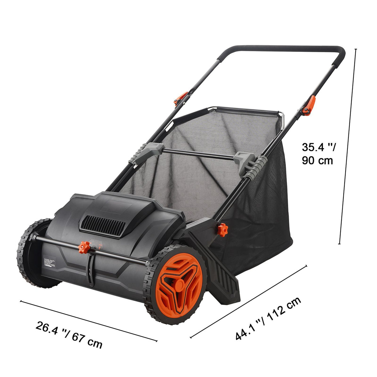 Doba Push Lawn Sweeper, 21inch Leaf & Grass Collector, Strong Plastic Wheels & Heavy Duty Thickened Steel Durable to Use with Large Capacity 3.5 cu. ft. Mesh Collection Hopper Bag, 2 Spinning Brushes