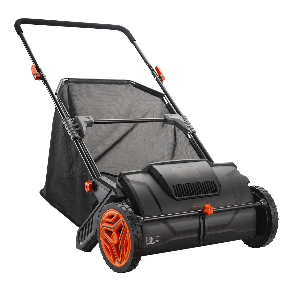 Doba Push Lawn Sweeper, 21inch Leaf & Grass Collector, Strong Plastic Wheels & Heavy Duty Thickened Steel Durable to Use with Large Capacity 3.5 cu. ft. Mesh Collection Hopper Bag, 2 Spinning Brushes