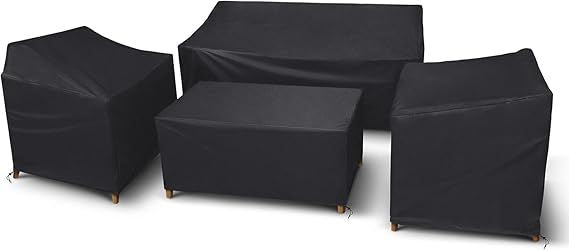 Doba STARTWO Outdoor Furniture Cover Waterproof, 4 Piece Patio Furniture Set Cover for Outside Couch, BLACK