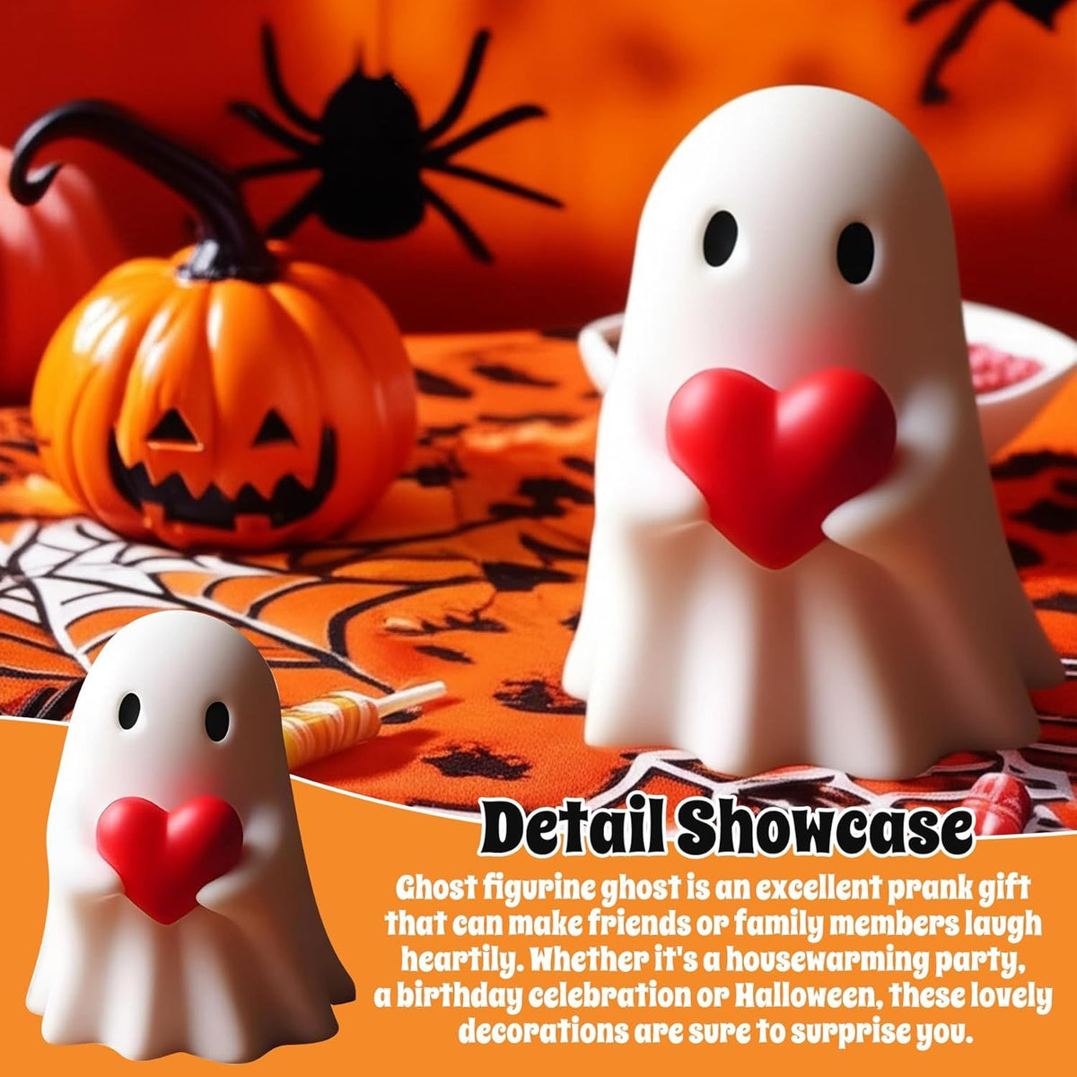 Doba Halloween Ghost Figurine, Spooky Resin Ghost Statue, Cute Ghost Halloween Decoration for Home and Office Desktop Decor Display Ornaments