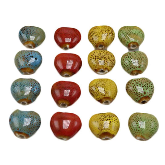 Doba 50Pcs Heart Shape Ceramic Fancy Glaze Loose Beads for DIY Necklace Bracelet Making,Assorted Color Default