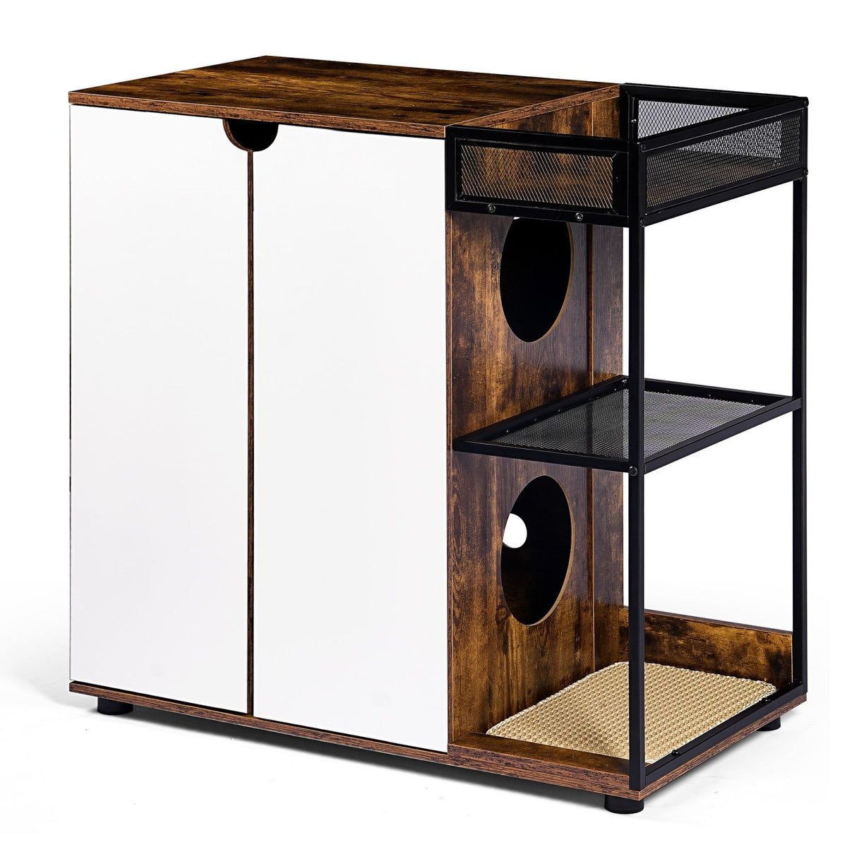 Doba Litter Box Enclosure for 2 Cats.Cat Litter Box Furniture,Enclosed Cat Litter Boxes,Cat Furniture Cabinet,Rustic Brown