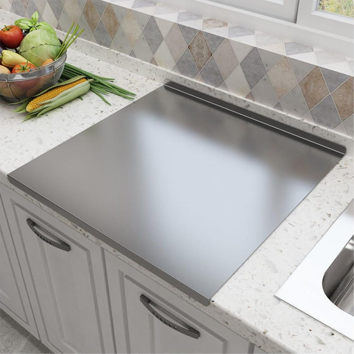 Doba XXL 304 Stainless Steel Cutting Board Anti-Slip & Mildew-Proof! No More Moldy Wooden Boards | Heavy-Duty & Food-Safe, Easy to Clean – Chop Meat, Knead Dough, Bake Prep All-in-One | Must-Have for Hom