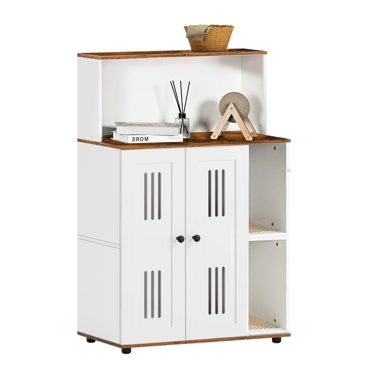 Doba Litter Box Enclosure for 2 Cats,Hidden cat furniture, double litter cabinet, can be used as side cabinet, wash bathroom