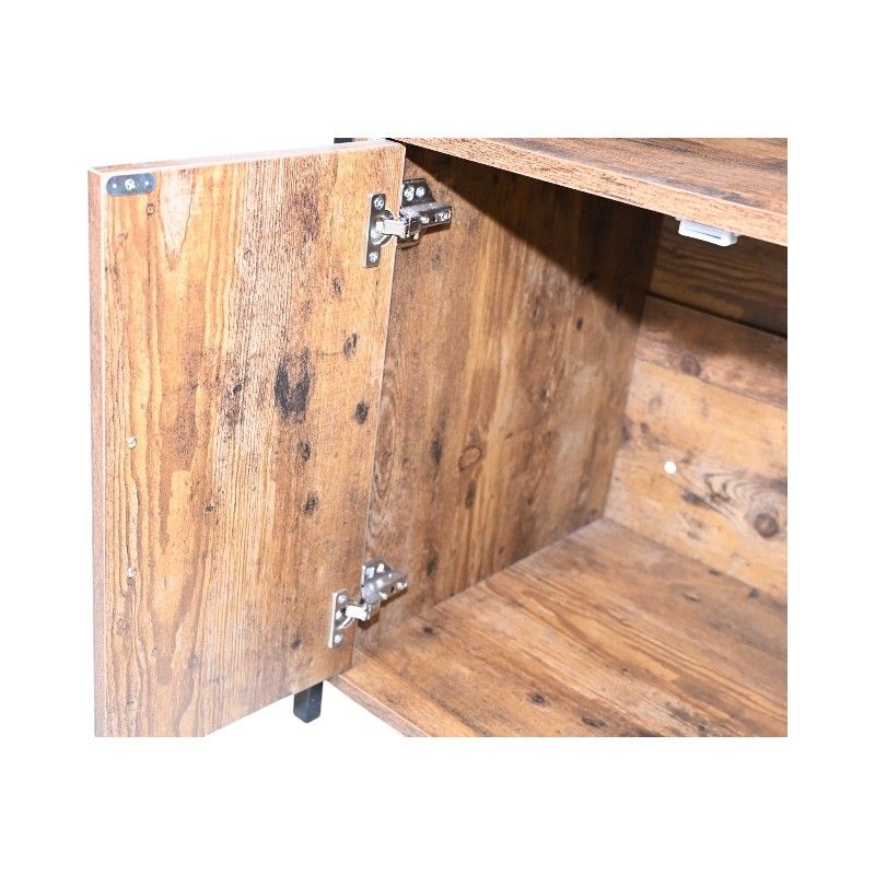 Doba Rustic Brown Wooden Cat Litter Box Enclosure, Spacious Hidden Cat Litter Box with Scratching Mat Furniture for Bedroom, Bathroom, Living Room-31.9"x17.7"x31.4", 61 lbs