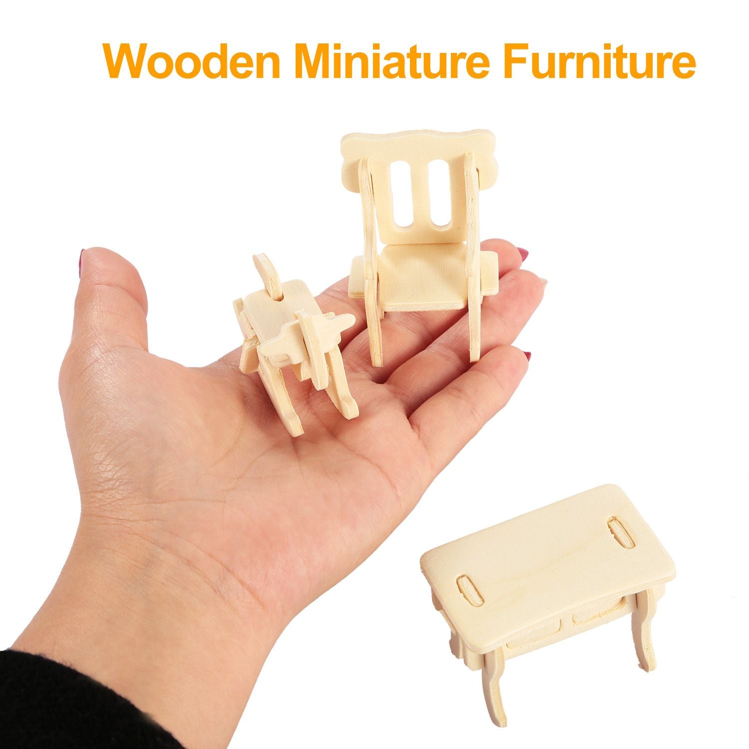 Doba 3D Wooden Dollhouse Furniture Puzzles DIY Miniature Furniture Models Set