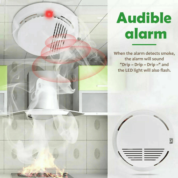 Doba (4 Pack) Smoke Alarm Detector Home Fire Safety Sensor Alert Battery Included (Logistics only For USPS.TK/TMEU only For self-pickup)
