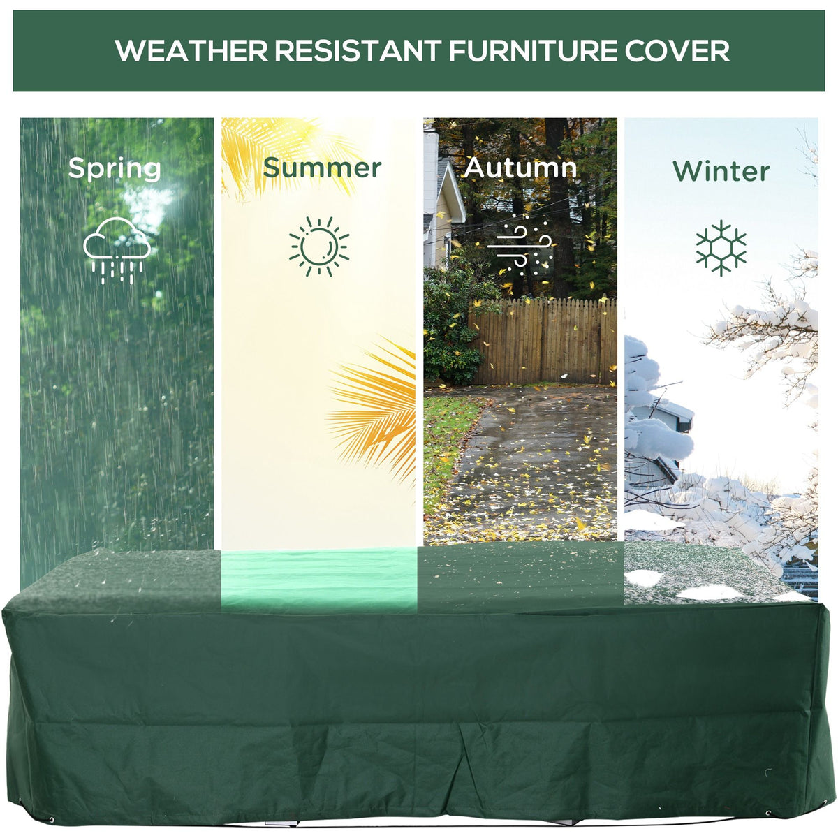 Doba Patio Sectional Lounge Set Cover, 97"x65"x26", Heavy Duty Waterproof Outdoor Furniture Sofa Cover, Dark Green