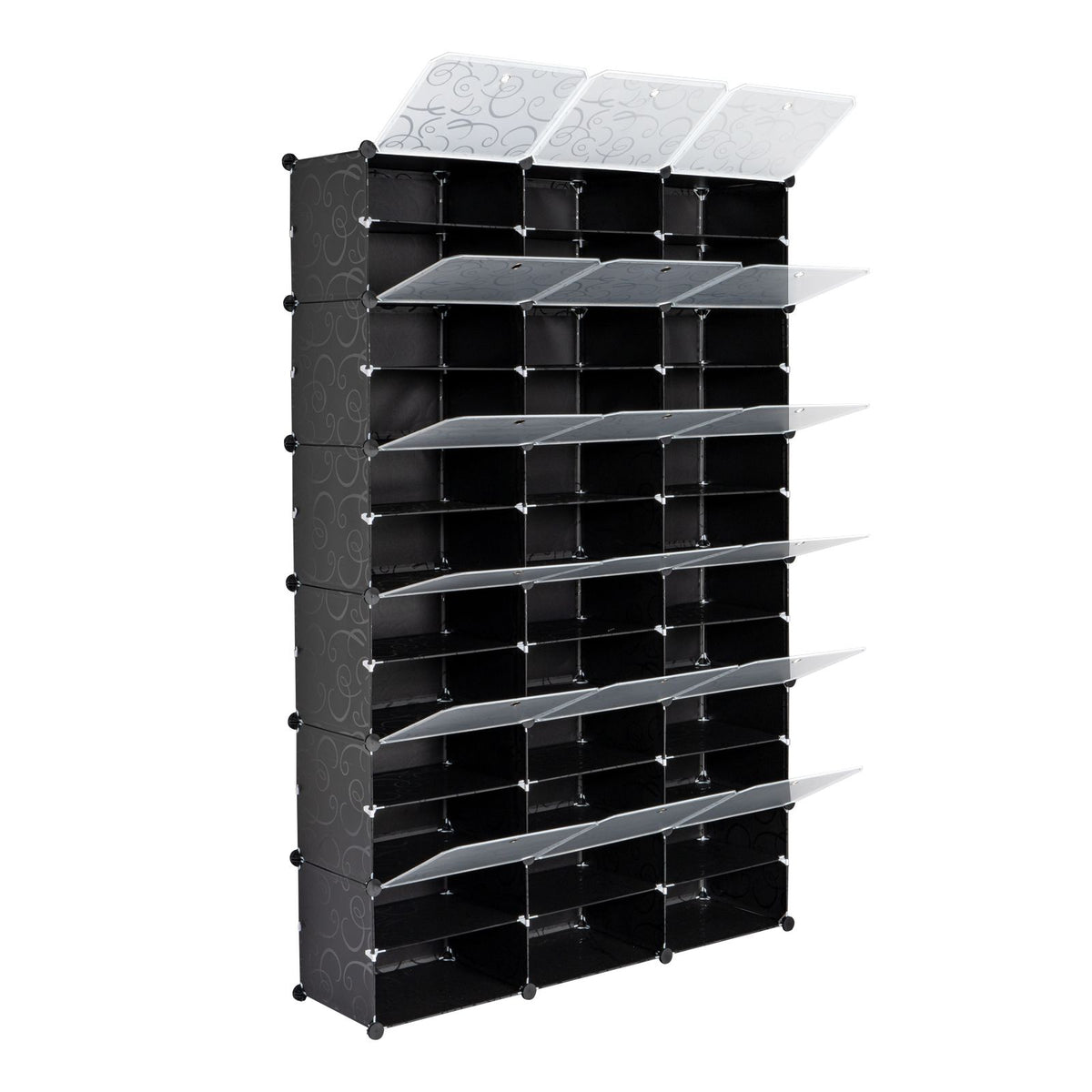 Doba 12-Tier Portable 72 Pair Shoe Rack Organizer 36 Grids Tower Shelf Storage Cabinet Stand Expandable for Heels, Boots, Slippers, Black
