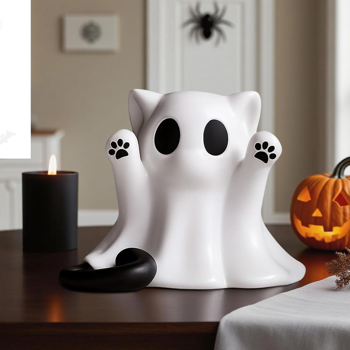 Doba Halloween Ghost Figurine, Spooky Resin Ghost Statue, Cute Ghost Halloween Decoration for Home and Office Desktop Decor Display Ornaments