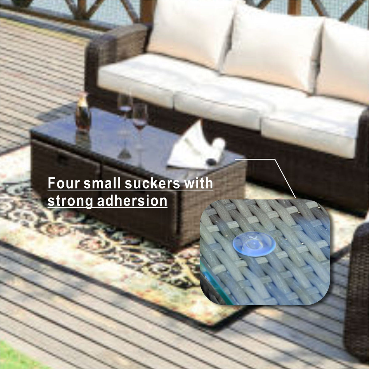 Doba Direct Wicker 5-Piece Outdoor Rattan Furniture Patio Conversation Set with Cushion