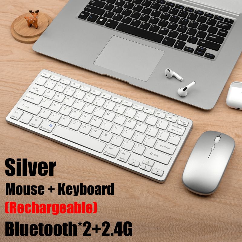 Doba Bluetooth 5.0 &amp; 2.4G Wireless Keyboard and Mouse Combo Mini Multimedia Keyboard Mouse Set For Laptop PC TV iPad Macbook Android China KM02 Set4