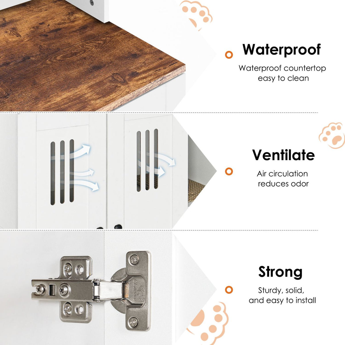 Doba Litter Box Enclosure for 2 Cats,Hidden cat furniture, double litter cabinet, can be used as side cabinet, wash bathroom