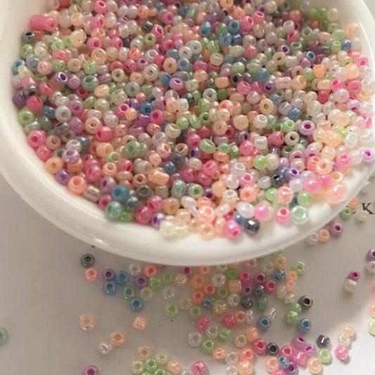 Doba 100g 2mm Assorted Color Glass Loose Beads Mini Beads DIY Handcrafted Jewelry Making Clothing Accessories Fringe Beads
