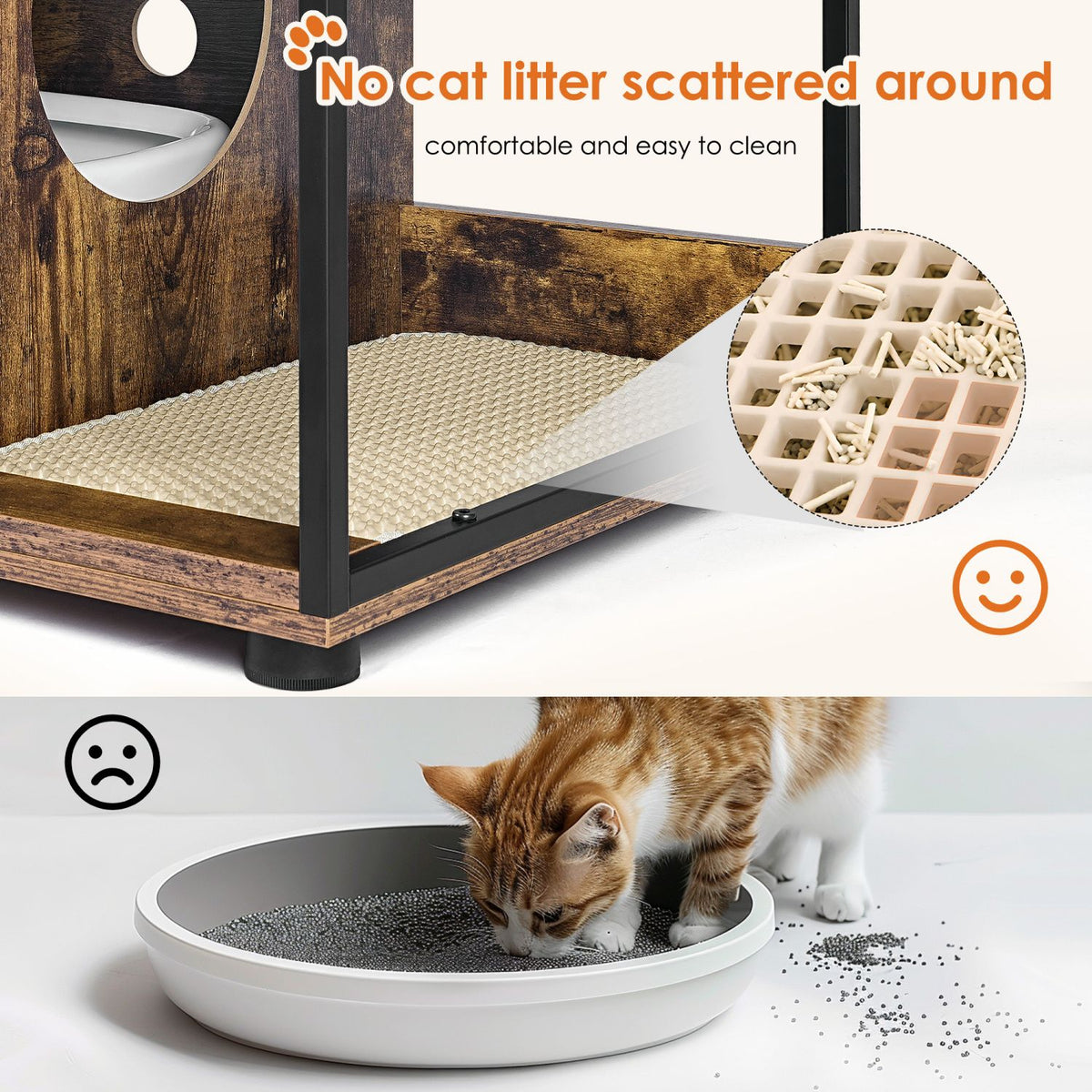 Doba Litter Box Enclosure for 2 Cats.Cat Litter Box Furniture,Enclosed Cat Litter Boxes,Cat Furniture Cabinet,Rustic Brown