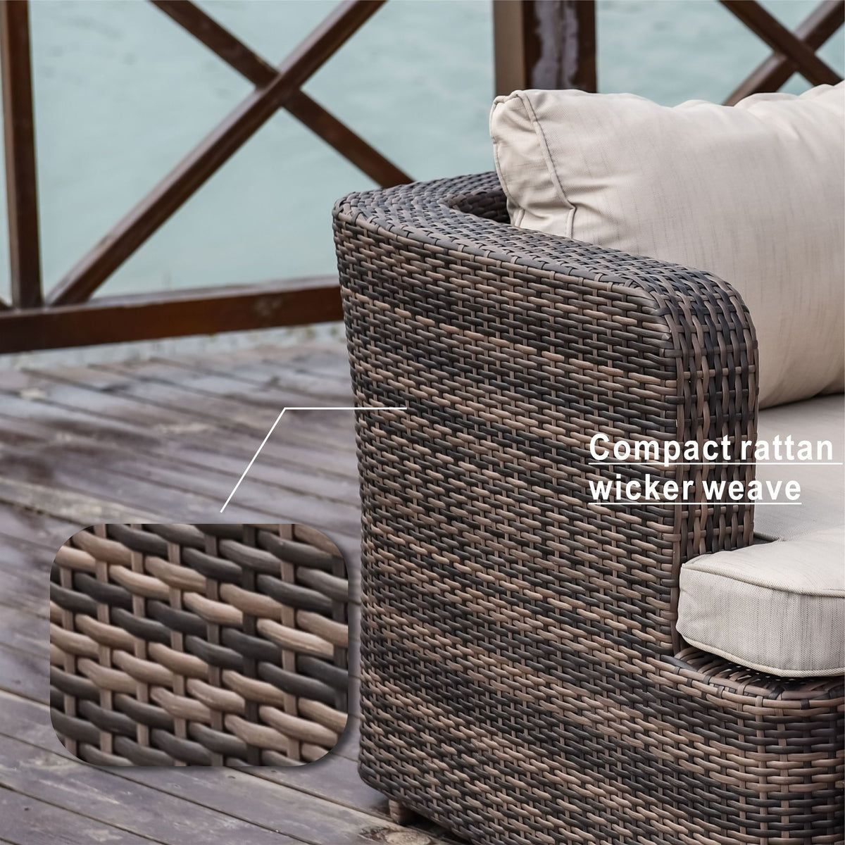 Doba Direct Wicker 5-Piece Outdoor Wicker Sofa Daybed Set Patio Furniture Sunbed