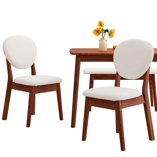 Doba 1 Table 2 Chairs 1 Bench Dining Set, Rubber Wood Frame with Beige Upholstered Seats, Deep Walnut Finish Rectangular Kitchen Dining Furniture