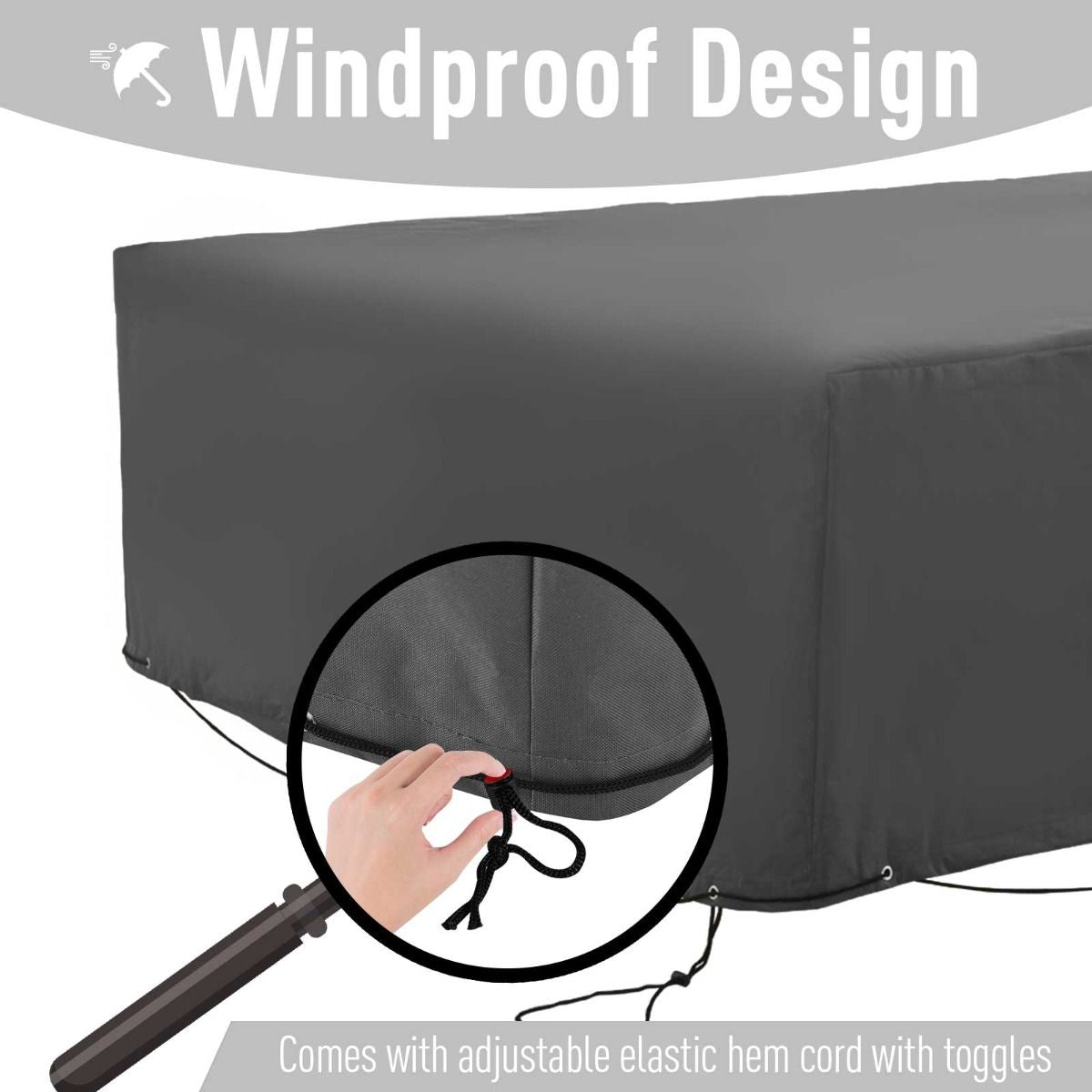 Doba 97" x 65" x 26" Weatherproof Outdoor Sectional Patio Furniture Cover with Ultimate Weather Protection, Grey