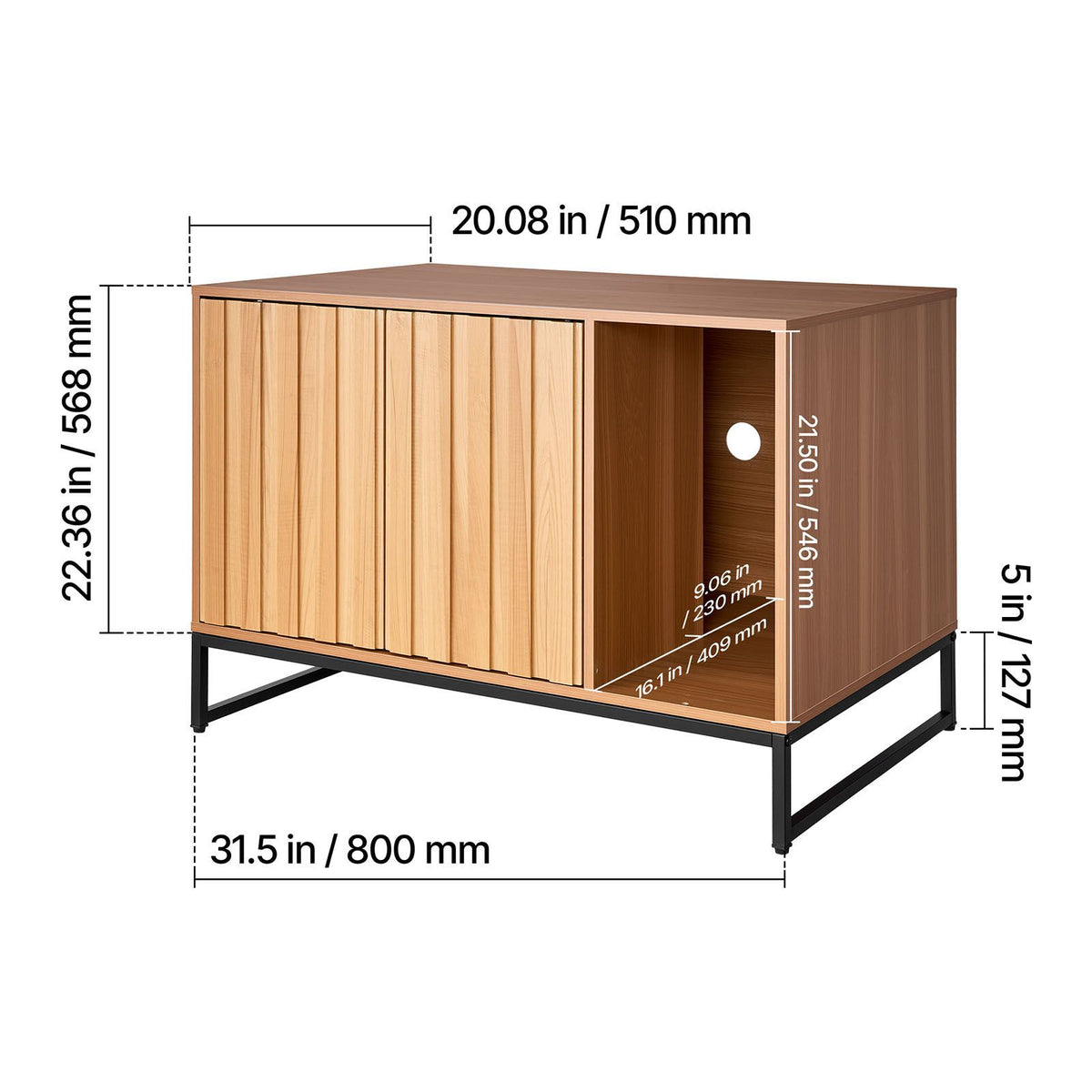 Doba Cat Litter Box Enclosure Furniture, 31.5 in Hidden Litter Box Cabinet with Scratch Pad & Storage, Waterproof Cat Washroom End Table Cat House, Fit Most of Litterbox, for Bedroom Living Room