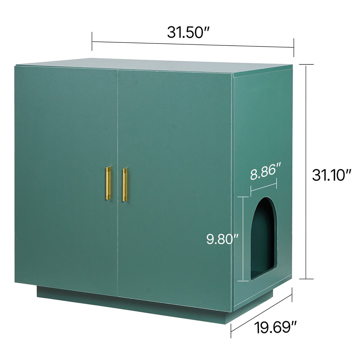 Doba Cat Litter Box Enclosure, 31.5 in Hidden Litter Box Cabinet, Wooden Indoor Cat Washroom with Ventilated Holes, Double-Door Kitty Pet House Furniture, End Side Table Fit Most Litterboxes