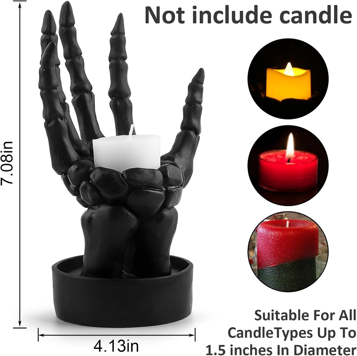 Doba Halloween Decorations Indoor Skeleton Hand Ring Holder Tealight Candle Holder for Gothic Table Decor Jewelry and Earring Organizer