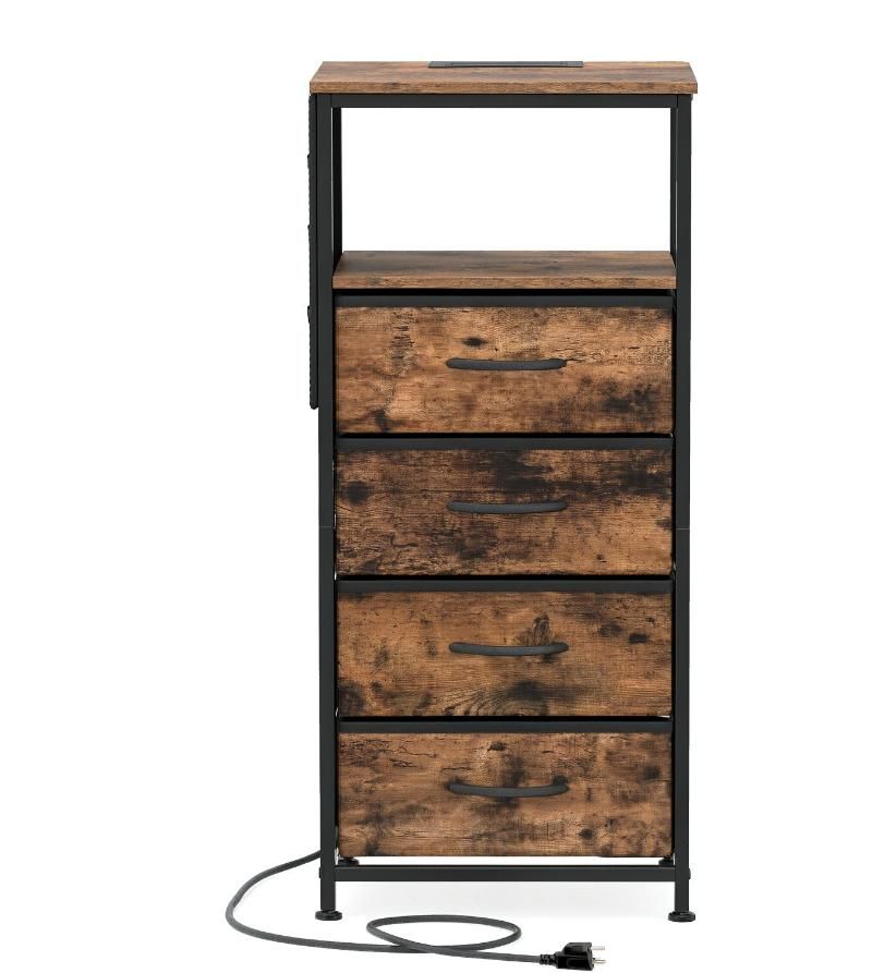 Doba Modern Nightstand with Integrated Charging Station Bedside Table 34" for Bedroom Furniture And Storage