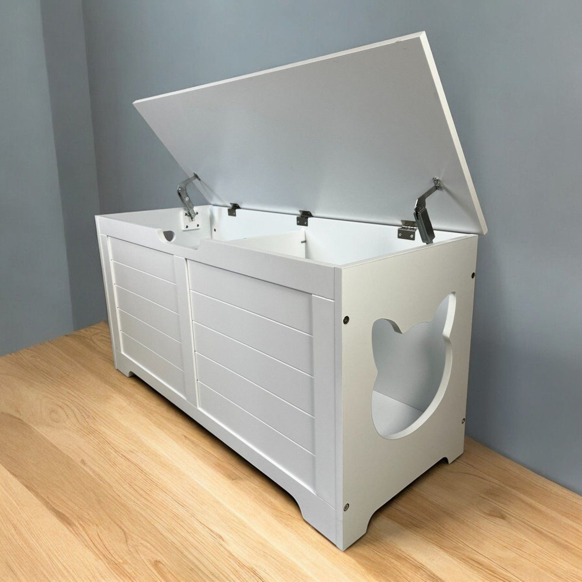 Doba 39.4" Top open Cat Litter Box Enclosure Furniture, Cat Washroom, Hidden Litter Box Cover, Cabinet for Large Cat, Dog Proof Cat Litter Boxes, Hideaway Litter Box, Cat House, White