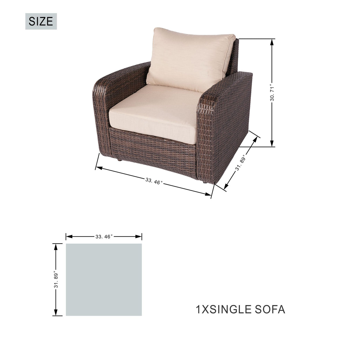 Doba Direct Wicker 5-Piece Outdoor Rattan Furniture Patio Conversation Set with Cushion