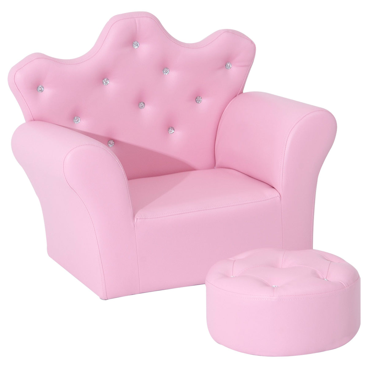 Doba Kids Sofa Set with Footstool, Princess Theme, Diamond Decoration - Cozy Furniture for Children