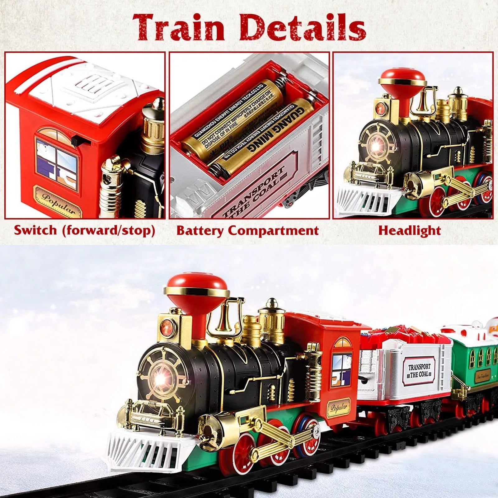 Doba Electric Train Set Kid Toy Xmas Steam Train Kit Tree Surround Track Battery Operated