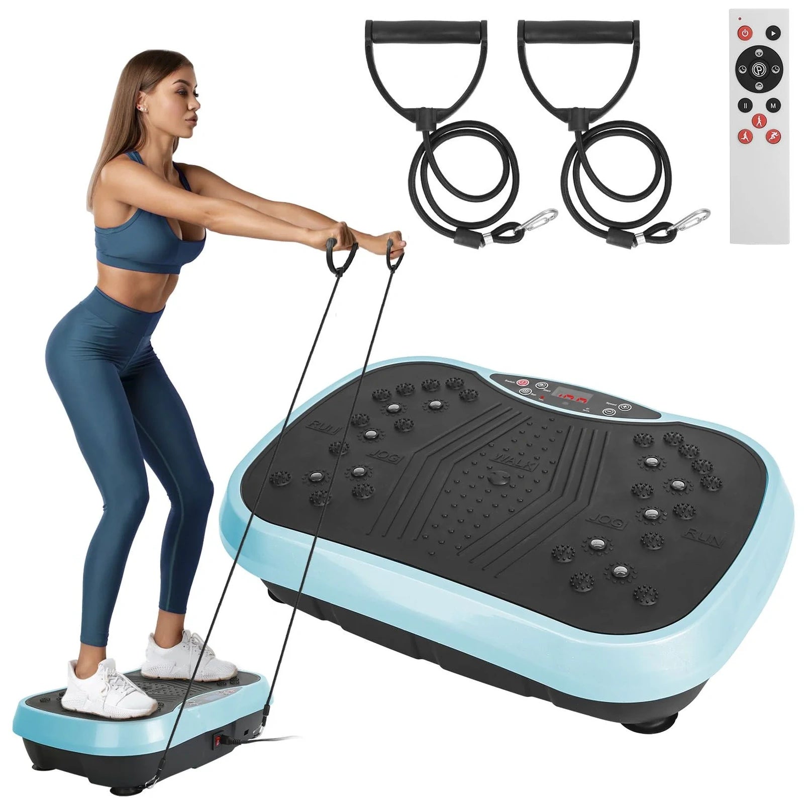Doba Vibration Exercise Machine With Resistant Bands Remote Control Whole Body Vibration Platform Workout Equipment Home Fitness Training Equipment For Weight Loss Fat Burner
