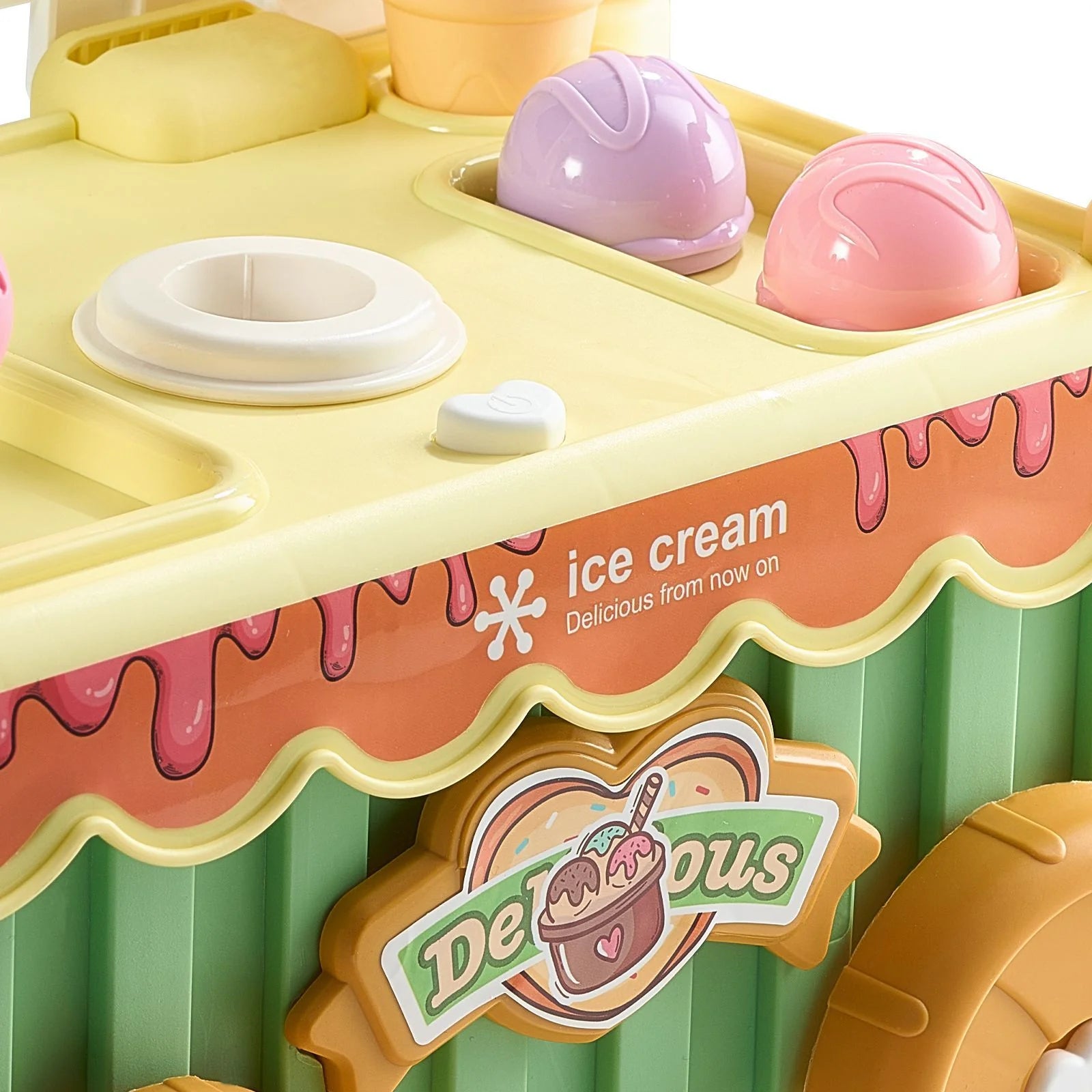 Doba Ice Cream Cart for Kids, 27 PCS Accessories, Pretend Play Store with Storage Trolley with Pretend Money, Sound & Light Effects, Montessori Educational Ice Cream Truck Toys for Toddlers 3+
