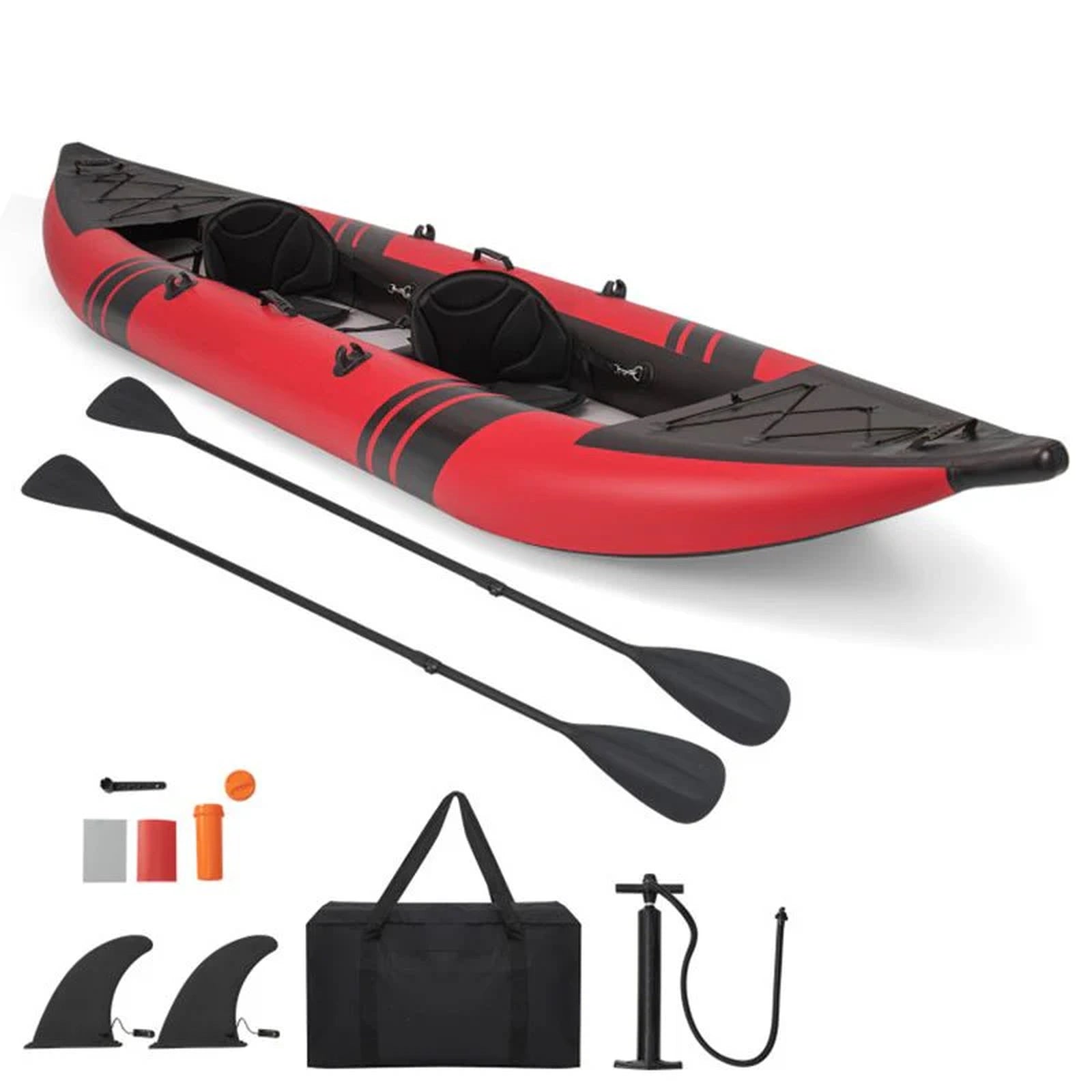Doba Inflatable 2-person Kayak Set with Aluminium Oars and Repair Kit Red