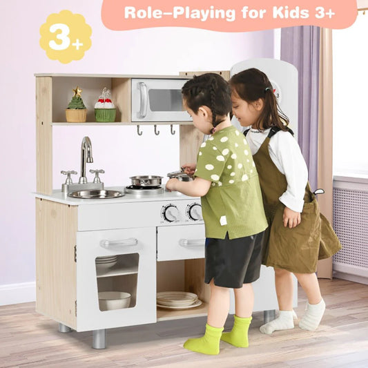 Doba Vintage Play Kitchen Pretend Kids Cooking Playset Toys with Water Dispense